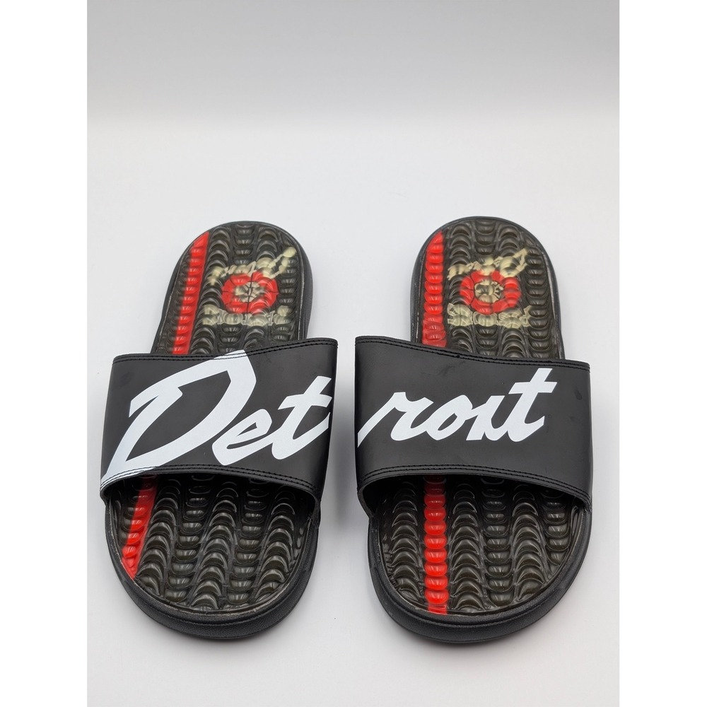 Detroit Pistons ISlides NBA Moto Slides Black Red Men's Size 10 787376-01
